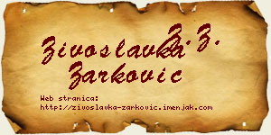 Živoslavka Žarković vizit kartica